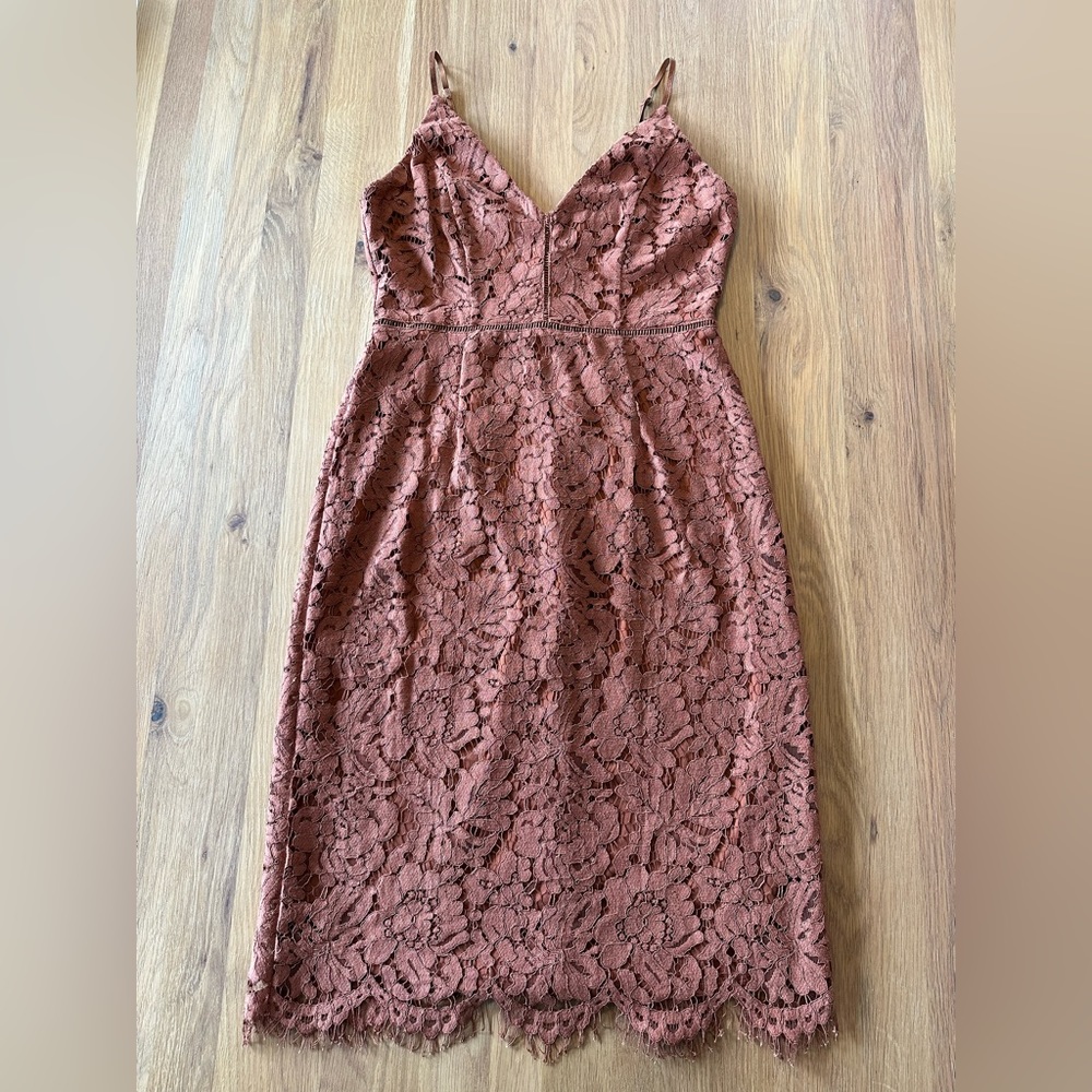 ASTR the Label lace midi dress in rust